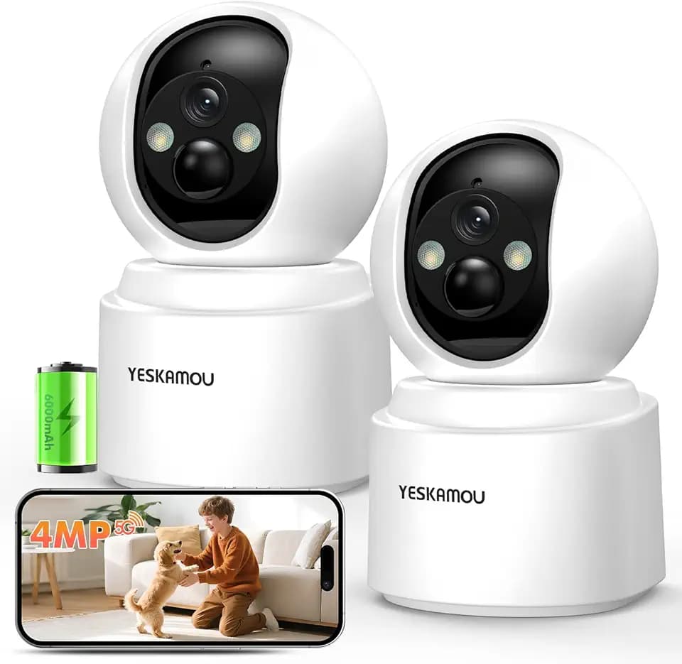 2,5K 4MP Überwachungskamera Innen Akku, 360° WLAN innenkamera akku