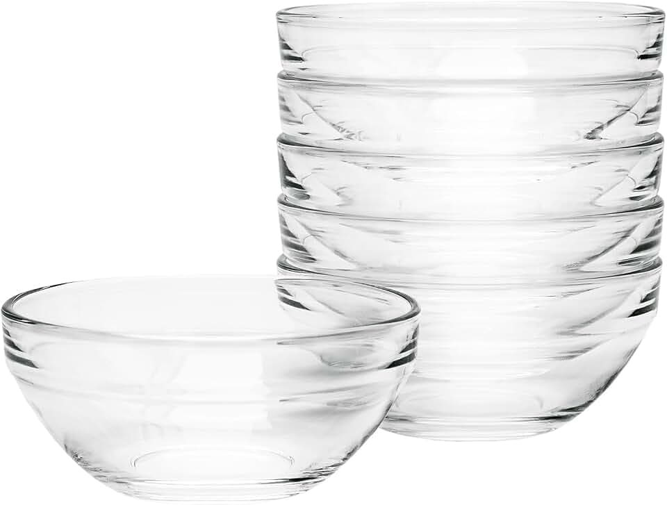 8.5 oz Clear Glass Bowl, Small Prep Bowls for Prepping Ingredients, Dishwasher and Microwave Safe, Stackable, Set of 6