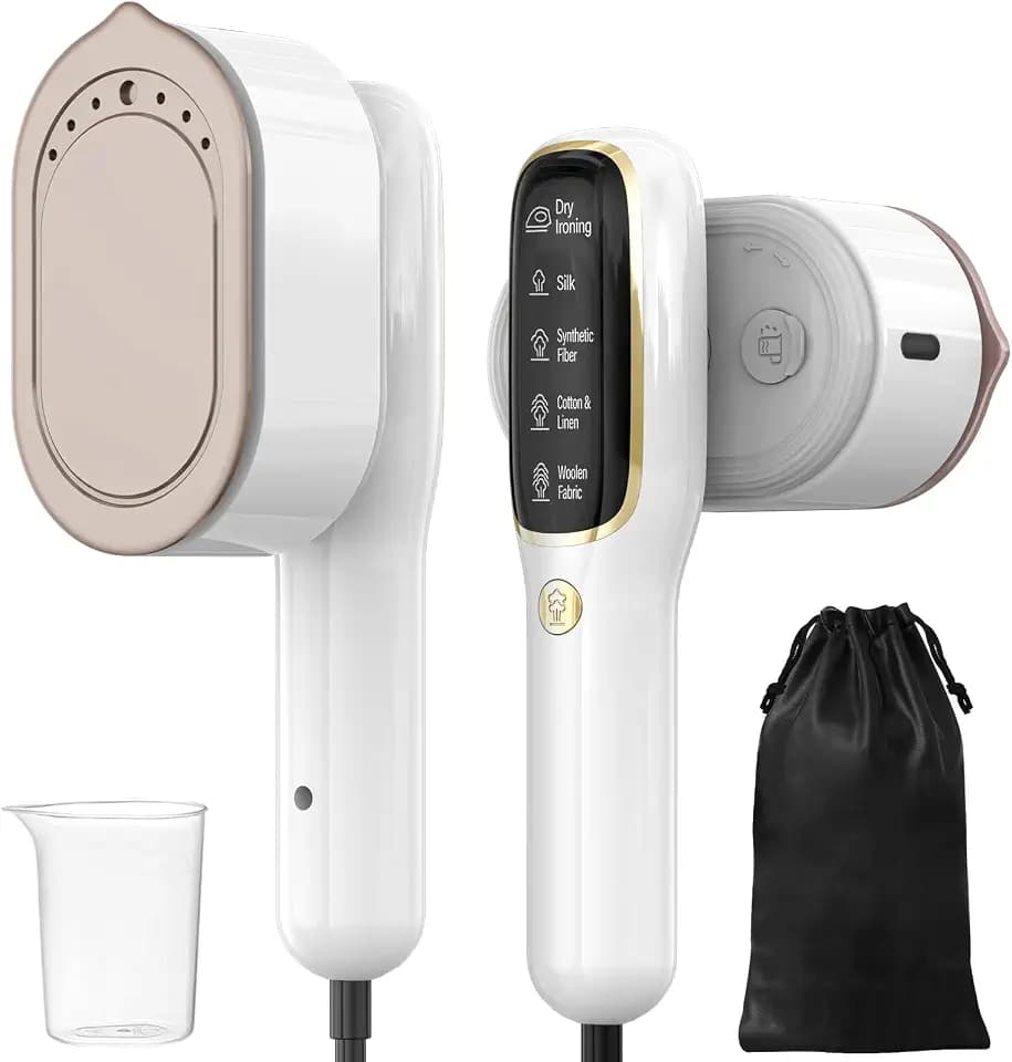 1000W Steamer Dampfglätter,Tragbare Reise Dampfglätter,2-in-1 Reisebügeleisen(100-240V),mit 100 ml Wassertank e 5 Dampfstufen für Zuhause Reisen