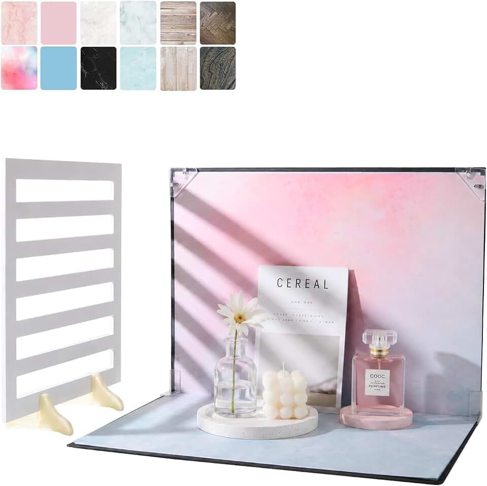 16x11.5 Inch Photo Backdrop Board Small Product Photography Backdrop Kit, 6PCS Double Sided 12 Patterns Flat Lay Background Paper Photoshoot Props, for Food Jewelry Cosmetics Photography