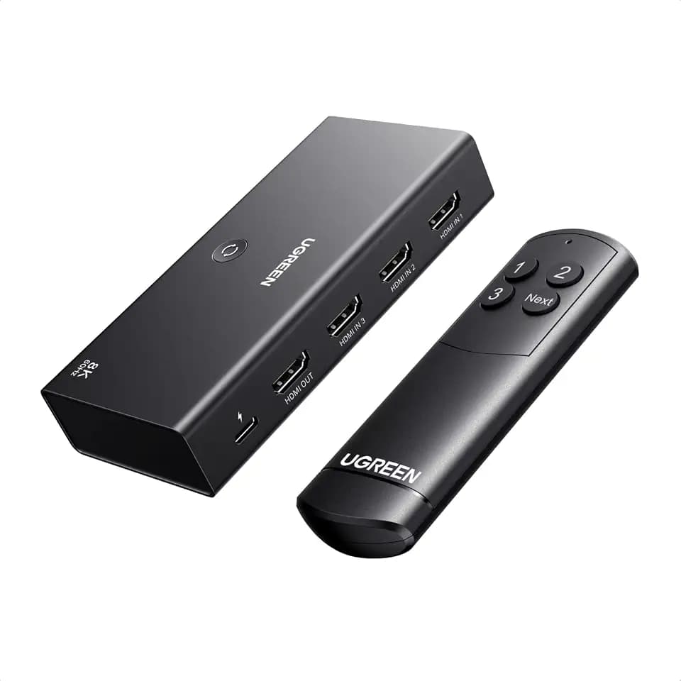 UGREEN 8K@60Hz HDMI 2.1 Switch 3 in 1 Out, with Remote, VRR, 4K@240Hz