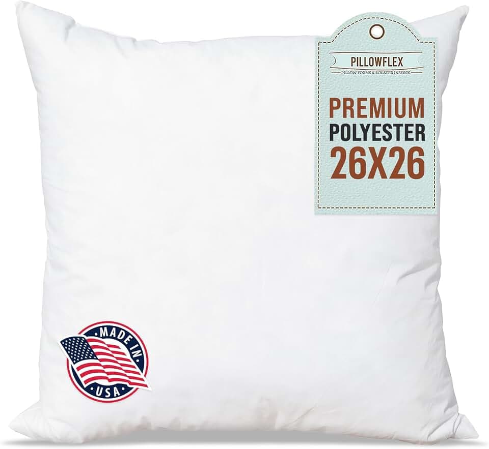Pillowflex Premium Polyester Pillow Insert - 26x26 Soft Decorative Pillow