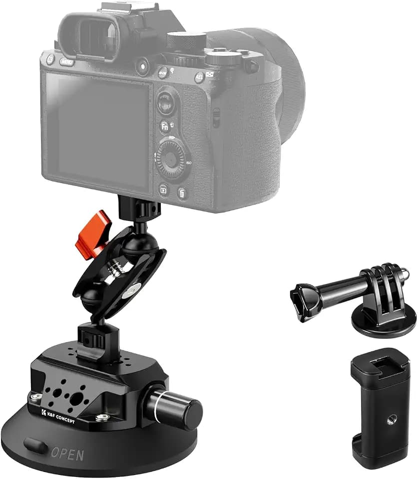 K&F CONCEPT 4.5" Suction Cup Camera Mount with Magic Arm for Car