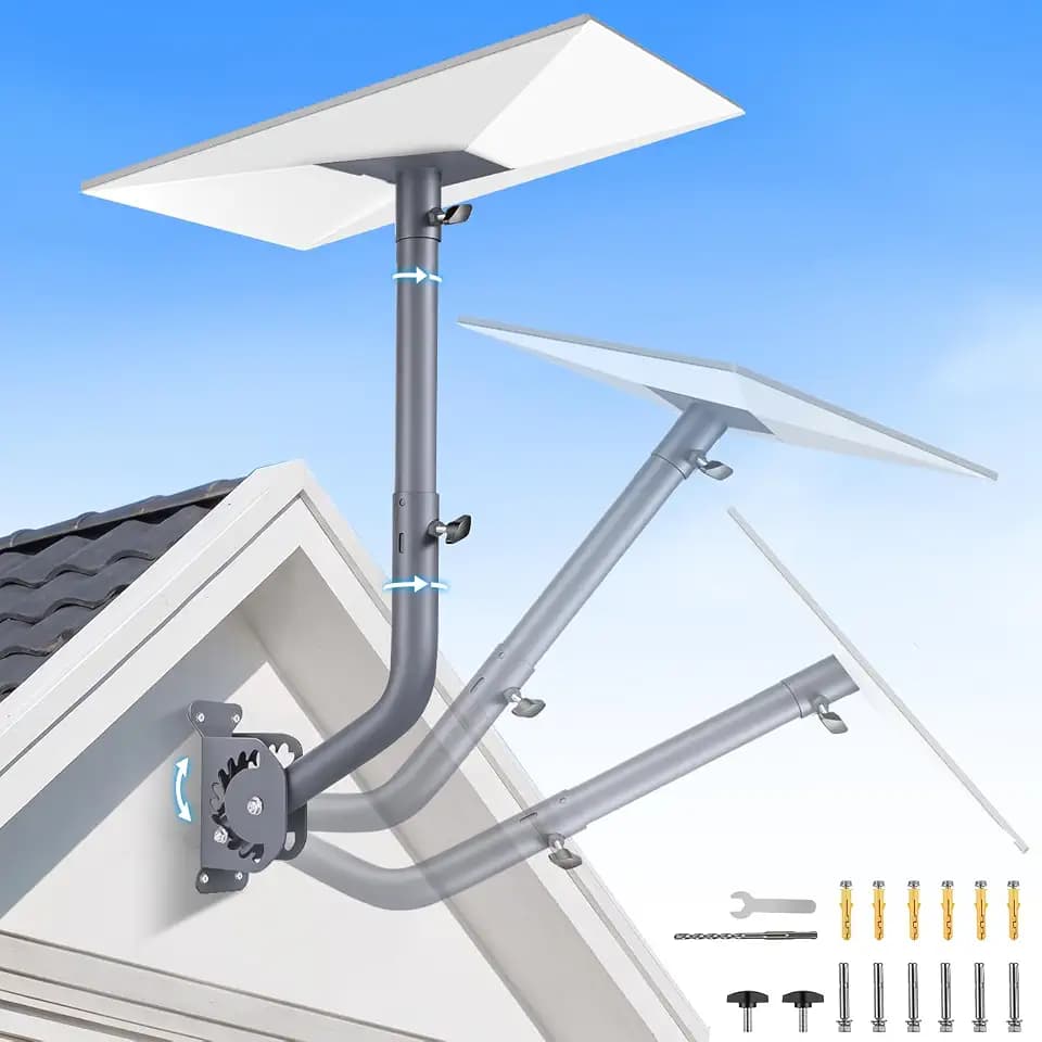 Starlink Mount with Extension-Adjust Angle Without Disassembly Tube Gen 3 Roof Mount Wall/Ceiling Mounting Kit Compatible with Starlink Standard 4/4X/V3 (Grey)