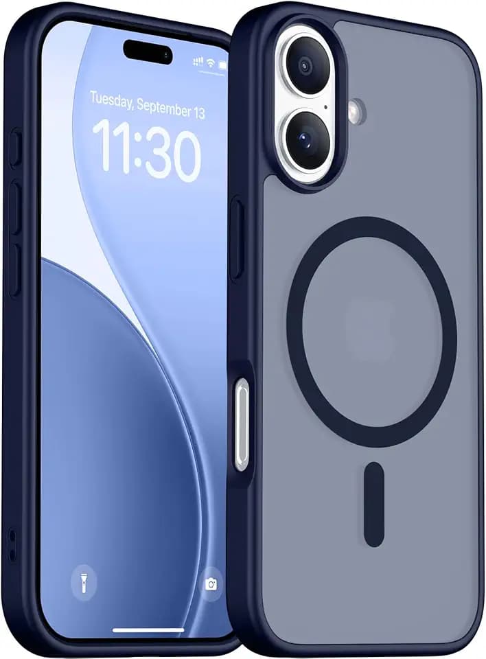 Red2Fire Magnetic for iPhone 17 Case, (Compatible with MagSafe) (Military Grade Drop Protection) Translucent Matte Shockproof Phone Case for iPhone 17 6.3"-Seablue