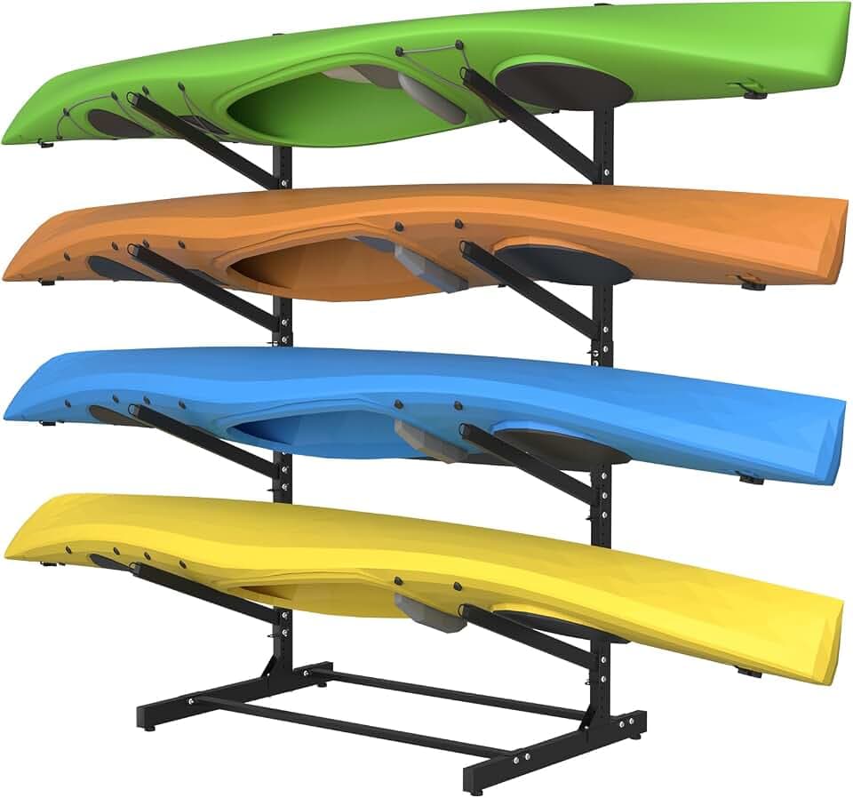 4-Levels Freestanding Kayak Storage Rack Adjustable SUP Canoe Stand