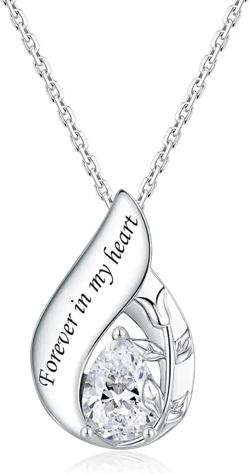 Teardrop Urn Necklaces for Ashes- 925 Sterling Silver Cremation Necklace