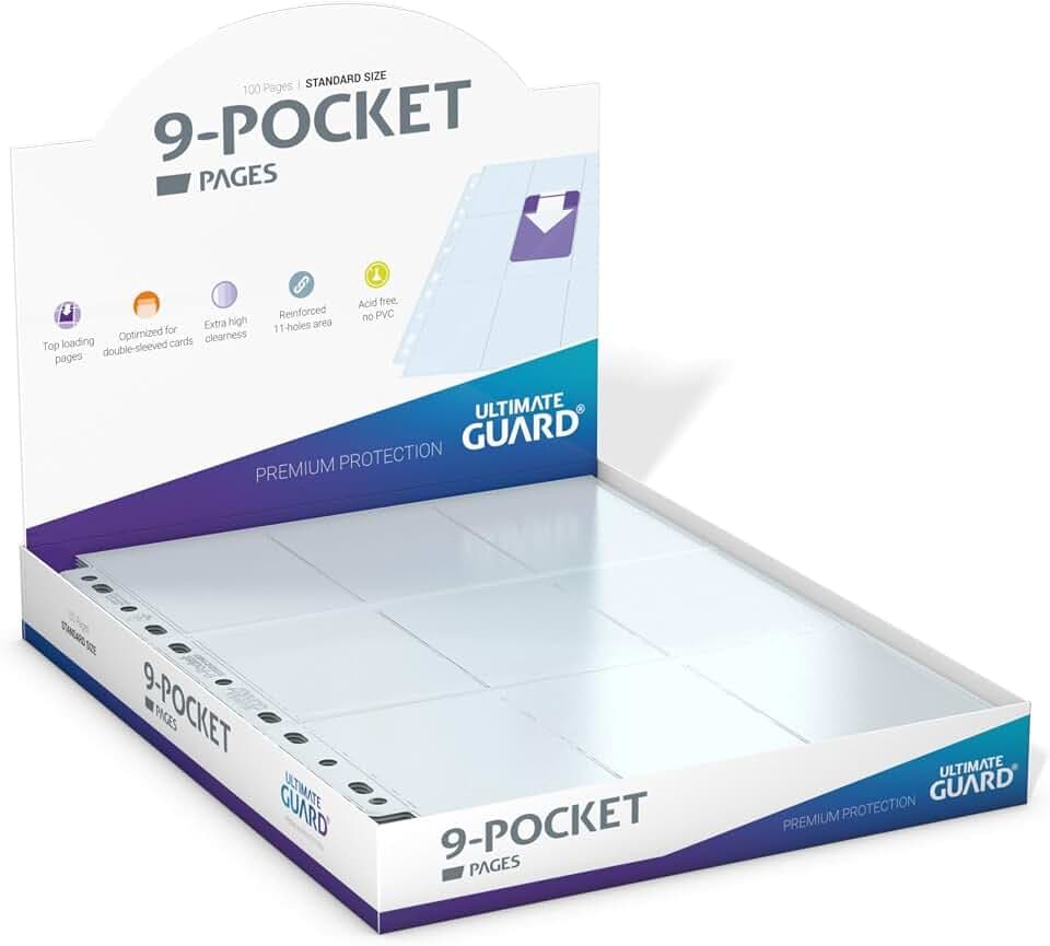 Ultimate Guard Unisex – Erwachsene 9-pocket Pages Ordnerseiten Für Ringordner, Durchsichtig, 227 X 291 Mm EU