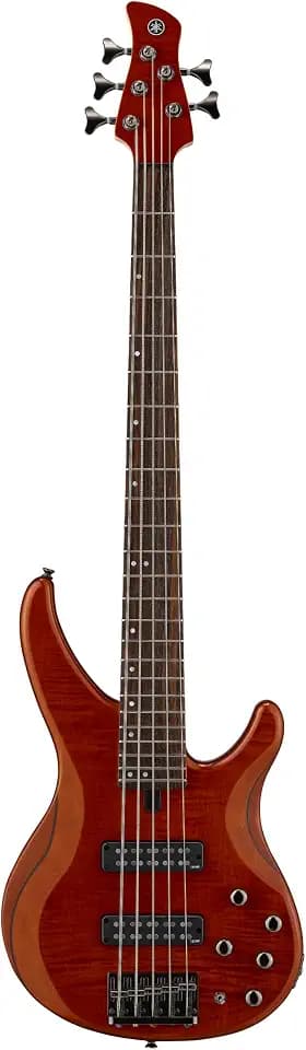 Yamaha TRBX605 5-String Flamed Maple Bass Guitar, Caramel Brown