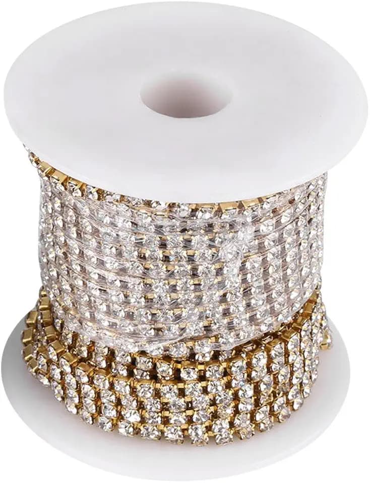 Glas Cup Chain 10m, 3mm Glaskette mit Silber- oder Gold-Fassung, DIY band für Schmuck, Basteln, Nageldesign und Dekoration
