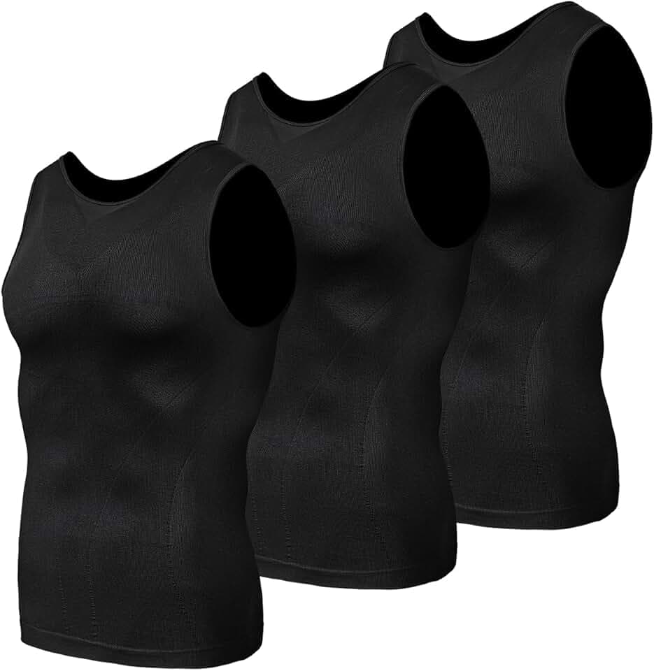 Odoland Kompressionsshirt Herren 3 Stück Compression Shirt Unterhemden Herren Body Shaper Funktionsshirt Sport Männer Tanktop
