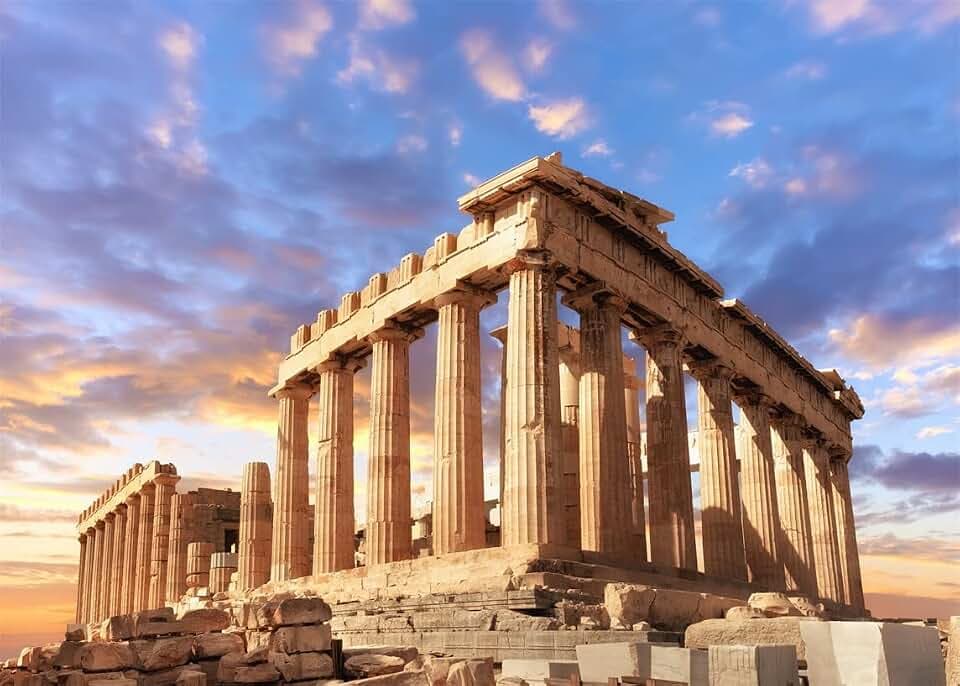 BELECO 3x2.5m Stoff-Fotografie-Hintergrund aus antikem Griechenland, Parthenon-Tempel auf der Akropolis in Athen, Griechenland, Hintergründe für Mythologie-Partyzubehör, Party-Dekorationen