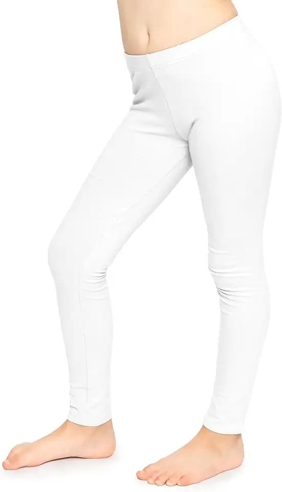 STRETCH IS COMFORT Girls Cotton Leggings, Kids Toddler Footless Pants, 2-16