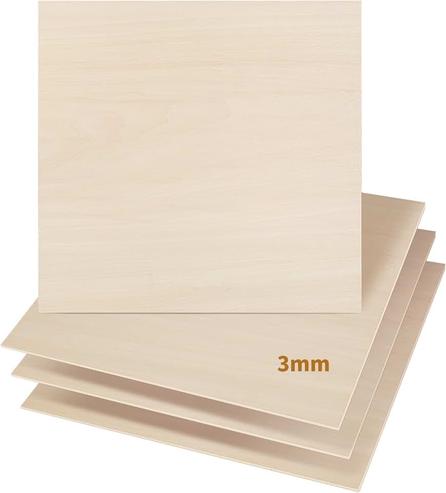 25 Stück 3mm Sperrholz Linde Blatt 300x300x3mm Handwerk Sperrholz für Laserschneiden Lasergravur Holz Brennen Bau Modell, 3mm Bass Holz Blatt 1/8" x11.8 "x 11.8"