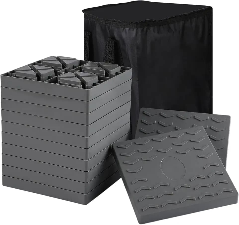 RV Camper Leveling Blocks 12-Pack, Stabilizer, Jack Pads, Gray