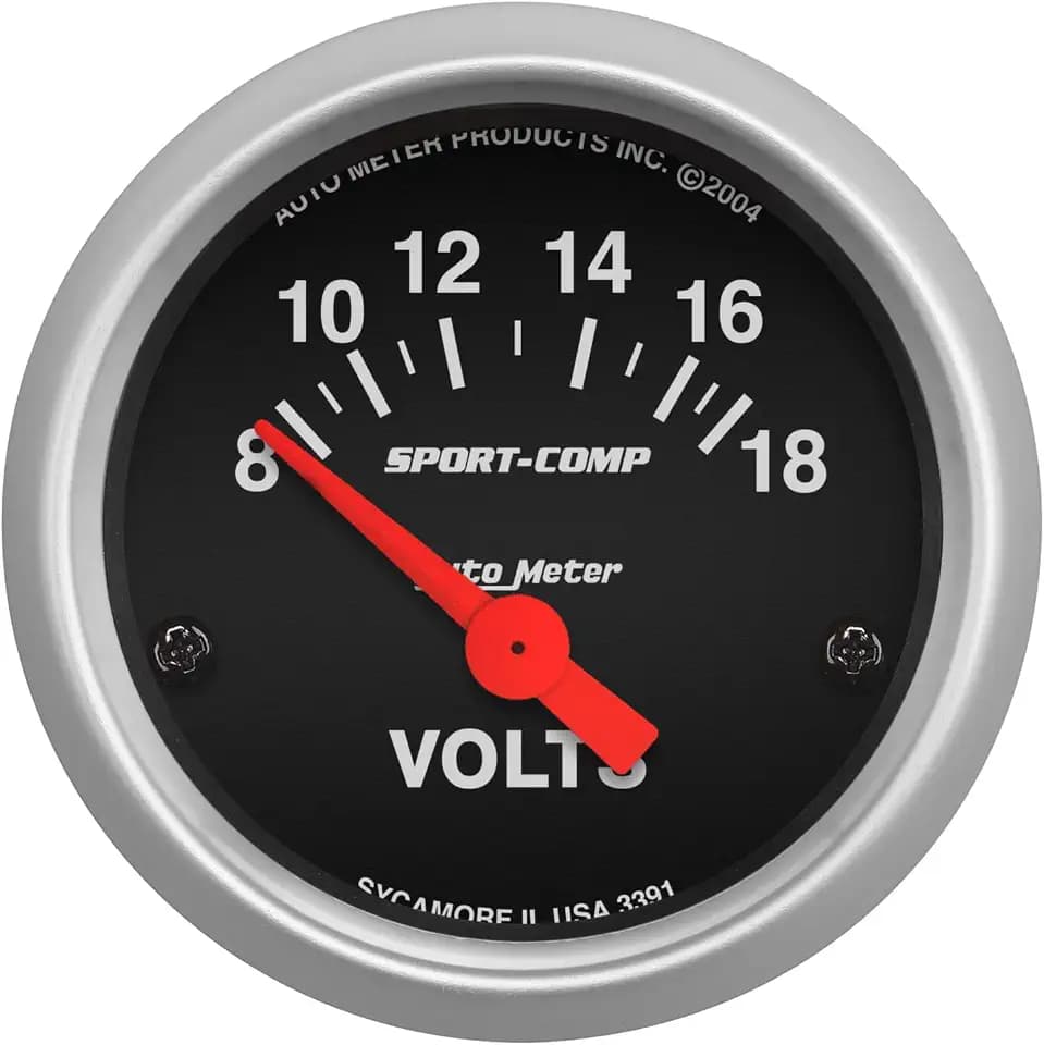 Auto Meter 3391 Sport-Comp Electric Voltmeter Gauge, 2.3125 in.