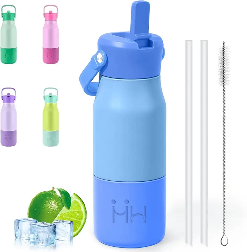 Trinkflasche Edelstahl- 0.7ml- Trinkflasche mit Strohhalm, für Fitness