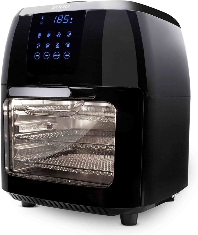 SOGO FRE-SS-10465 Heißluftfritteuse, 6 Liter, Dörrgerät, Heißluftofen, automatisch, Grillen, Schwarz/Grau, 1.25 picometer, One Size