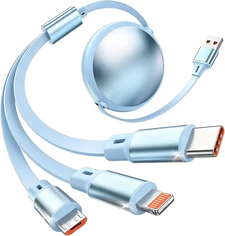 3 in 1 Multi Charging Cable, Retractable Car Charger for Multiple Devices