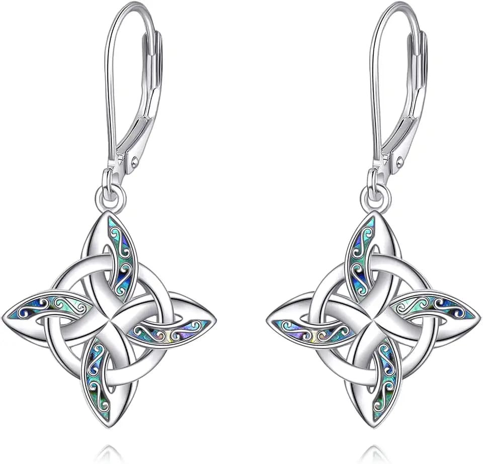 Witches Knot Earrings 925 Sterling Silver Witch Knot Celtic Knot Dangle Earrings Wiccan Pagan Witchy Jewelry Irish Gifts for Women