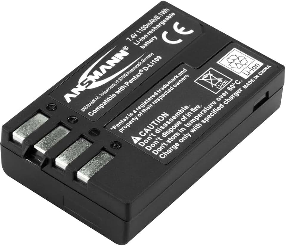 ANSMANN Li-Ion Akku A-Pen D-Li 109 7 4V / Typ 1100mAh / Leistungsstarke Akkubatterie für Foto Digitalkameras - der perfekte Ersatzakku für Pentax Digicam uvm.