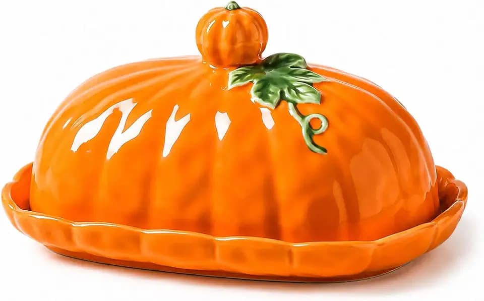 Butterdose Keramik Mit Deckel, Kürbis Design Butterglocke, Süße Herbstdeko Küchenzubehör Für Halloween Thanksgiving, Dekorative Tischdekoration