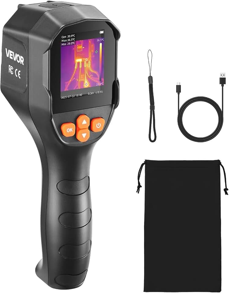 VEVOR Thermal Camera, TISR Super Resolution 240x180, Thermal Imaging Camera with 2MP Visual Camera, 96x96 IR Resolution, 25HZ Refresh Rate, -4°F to 1022°F, 4 Image Modes & 6 Color Palettes