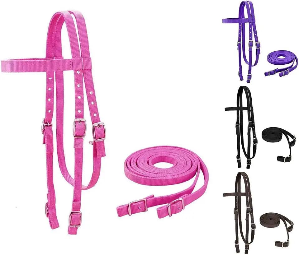 Tahoe Tack Plain Double Layer Nylon Headstall with Reins
