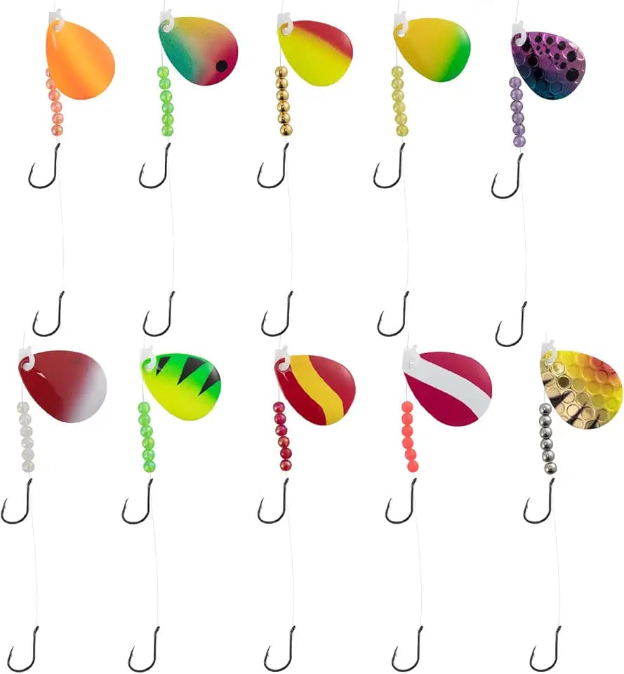 Dr. Fish 10pk Walleye Rigs Kit 47"/15LB Mono Crawler Harness Spinner Rig