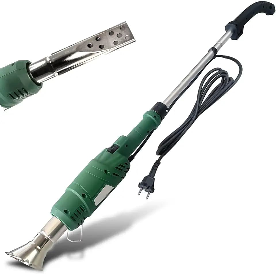 FISHTEC Elektrischer Unkrautvernichter, 2000 W, 2-in-1: Unkrautbrenner + Grillanzünder, ohne Gas und Chemikalien, leistungsstark, bis zu 600 °C, 2 Düsen, abnehmbarer Griff