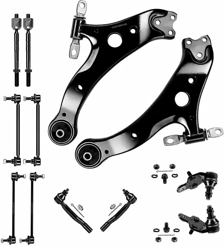 Front Lower Control Arms w/Ball Joints Sway Bar End Links Tie Rods Suspension Kit Compatible with Toyota Camry 2007 2008 2009 2010 2011 (12pc)
