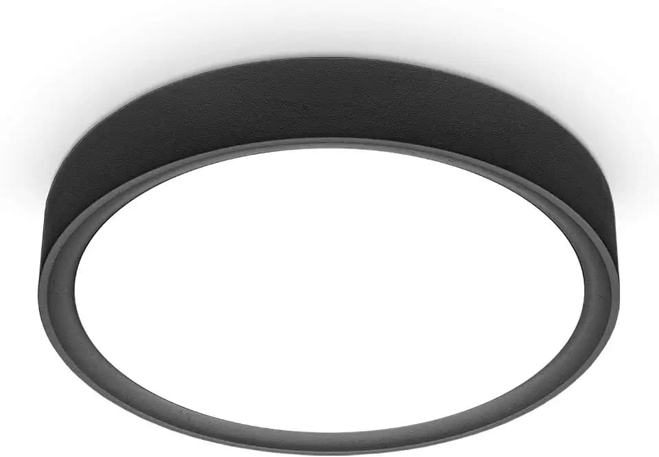 B.K.Licht - LED Deckenlampe mit neutralweißer Lichtfarbe, 12 Watt, 1200 Lumen, LED Deckenleuchte, Lampe, Wohnzimmerlampe, Schlafzimmerlampe, Küchenlampe, Deckenbeleuchtung, 25x5,2 cm, Matt-Schwarz