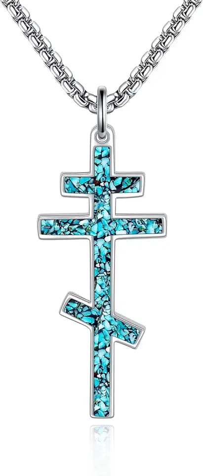 Eastern Orthodox Cross Necklace Sterling Silver Christain Greek Eastern Orthodox Jewelry Gift for Men