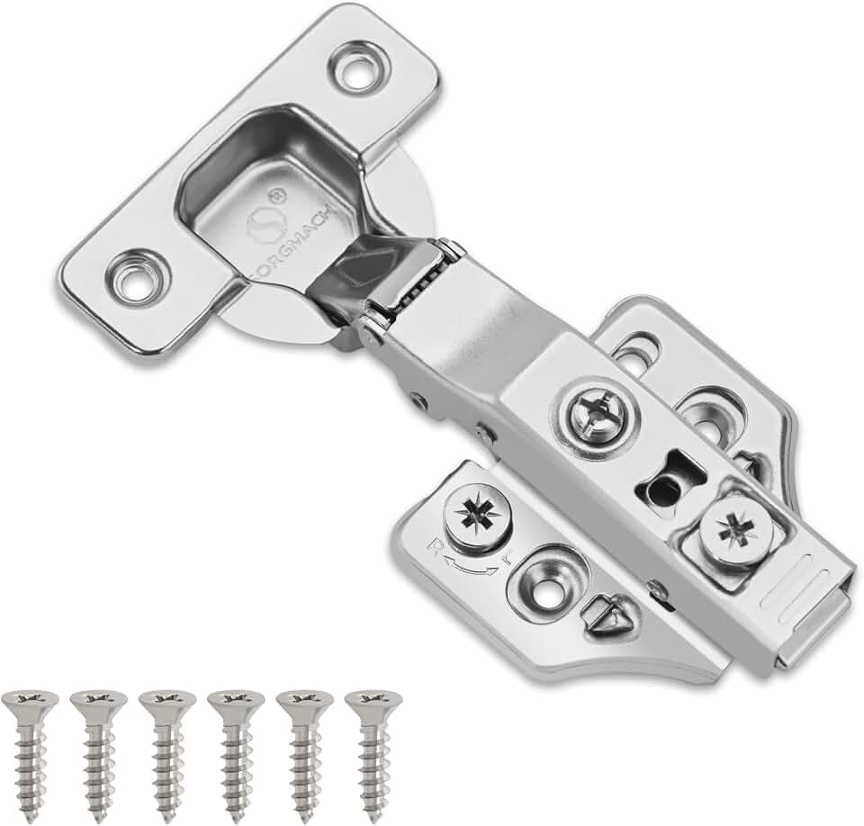 10 Pack Full Overlay weiche Schließen Schrankscharniere Küchenschrank Türscharniere mit Schrauben 105 ° rahmenlose 3-Wege verstellbare weiche Schließen Scharniere für Schranktüren