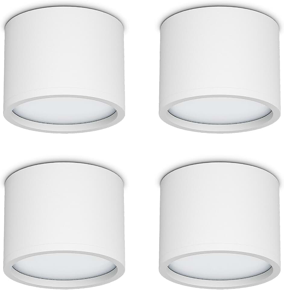 Klighten 4Pcs Aufbauspots - GX53 LED Deckenspots Aufputz, Spots Deckenleuchte Aufbaustrahler 80x60mm, Weiß Deckenstrahler Aufbauleuchte Flach Aluminium, 220V-Deckenlampe, Glühbirne nicht enthalten