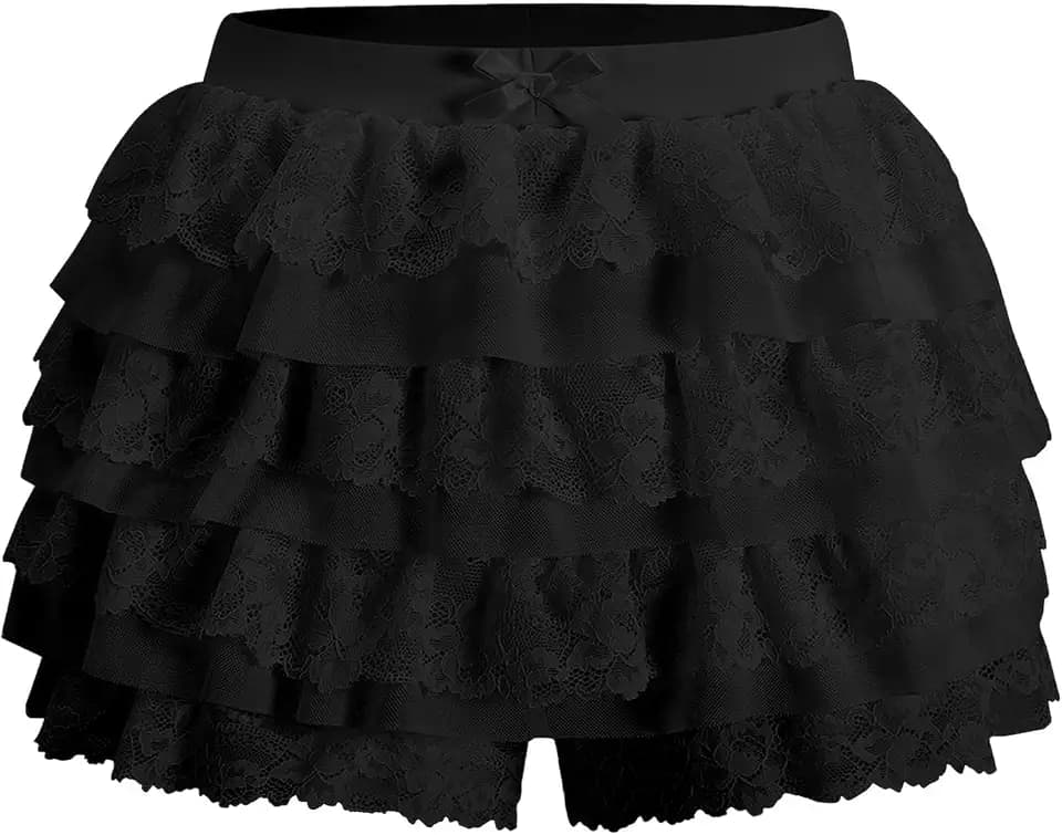 Women's Y2K Ruffle Mini Shorts Lace Sexy Bloomers Lolita Layered Cute Skirt