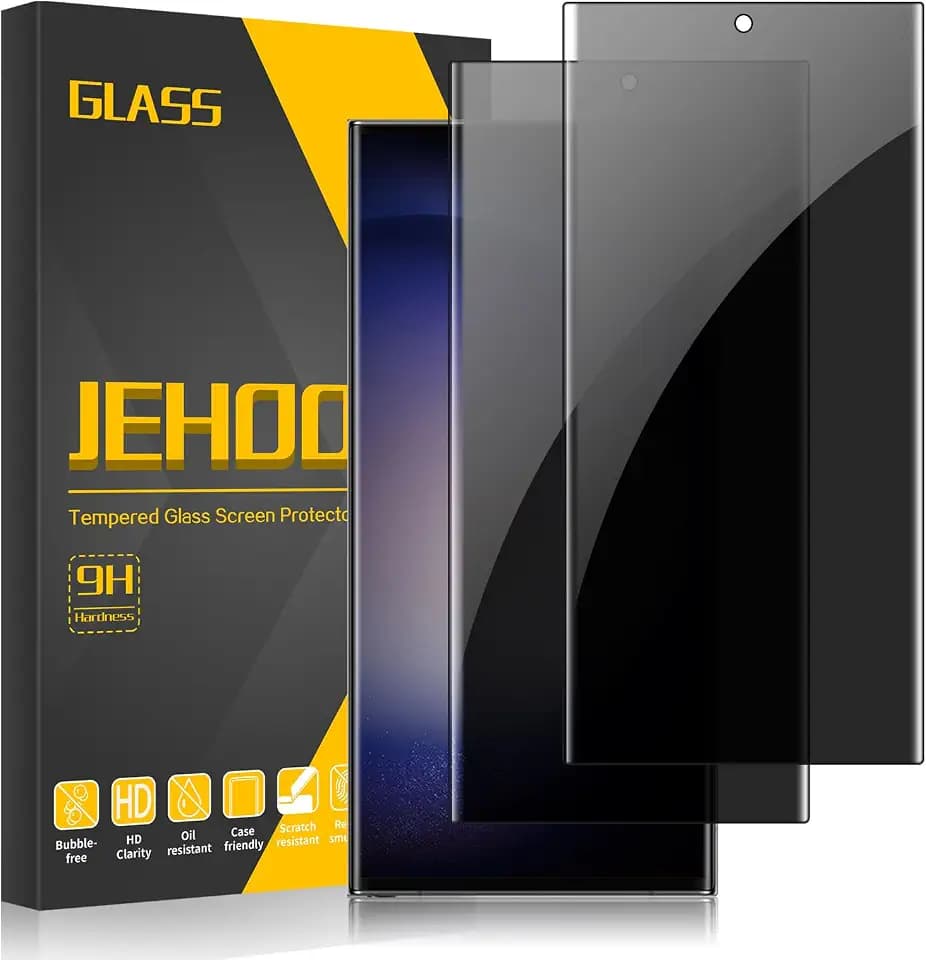 [2 Pack for Samsung Galaxy S23 Ultra 5G Privacy Screen Protector 6.8-Inch, 9H Tempered Glass Film, 3D Curved, Easy Installation（Doesn’t Support Fingerprint Sensor）