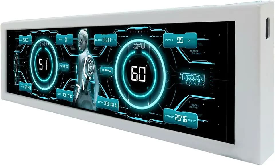 VSDISPLAY 8.8'' 1920x480 PC Case Internal Screen with Theme Editor,White