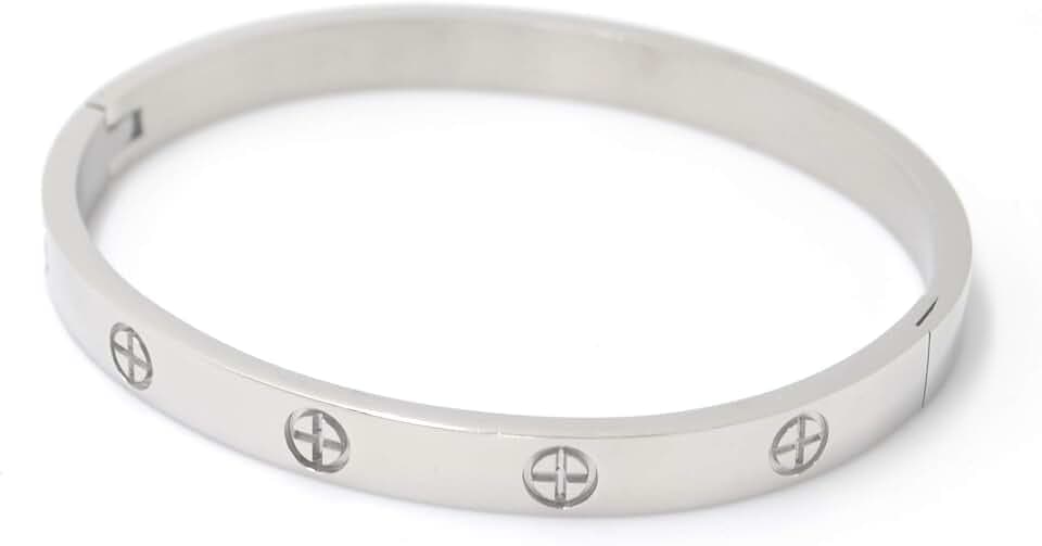 Luxus vergoldeter Edelstahl einfacher Stil Liebe Armreif Armband för Frauen(Silber in Größe16)