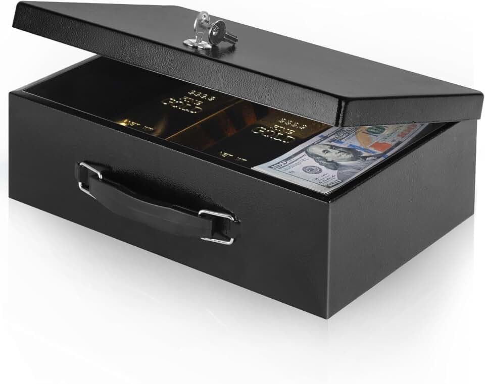xydled Fireproof Document Box with Key Lock, Fire Safe Box, Black