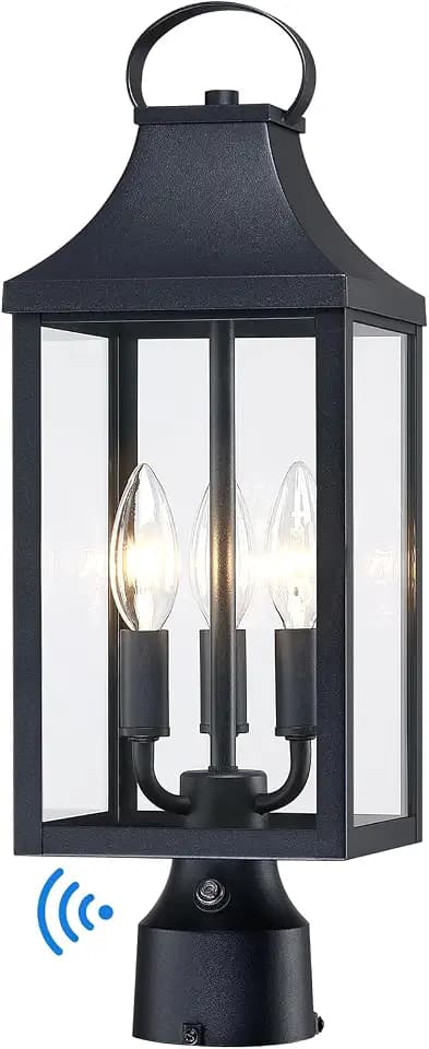 18.62'' Dusk to Dawn Post Light Outdoor, Large 3-Light Lamp Post Light