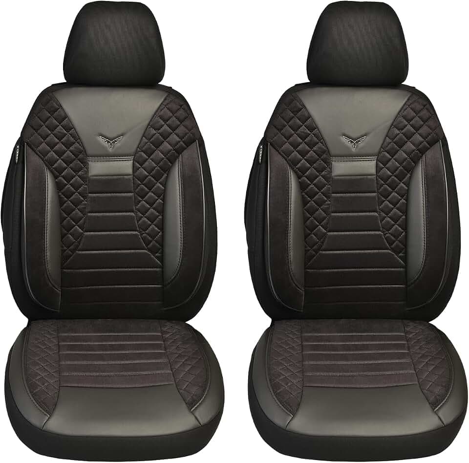 BREMER SITZBEZÜGE Maß Auto Schonbezüge kompatibel mit Mercedes E Klasse W211 S211 Fahrer & Beifahrer Set ab 2002-2009 / Auto Schonbezug Velour Kunstleder Set 2er Pack in Schwarz (PS803)