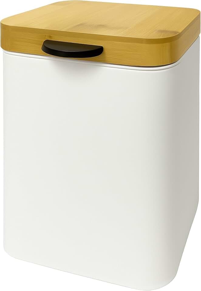 Relaxdays Kosmetikeimer Wandmontage, 3 l, Absenkautomatik, weiß/natur