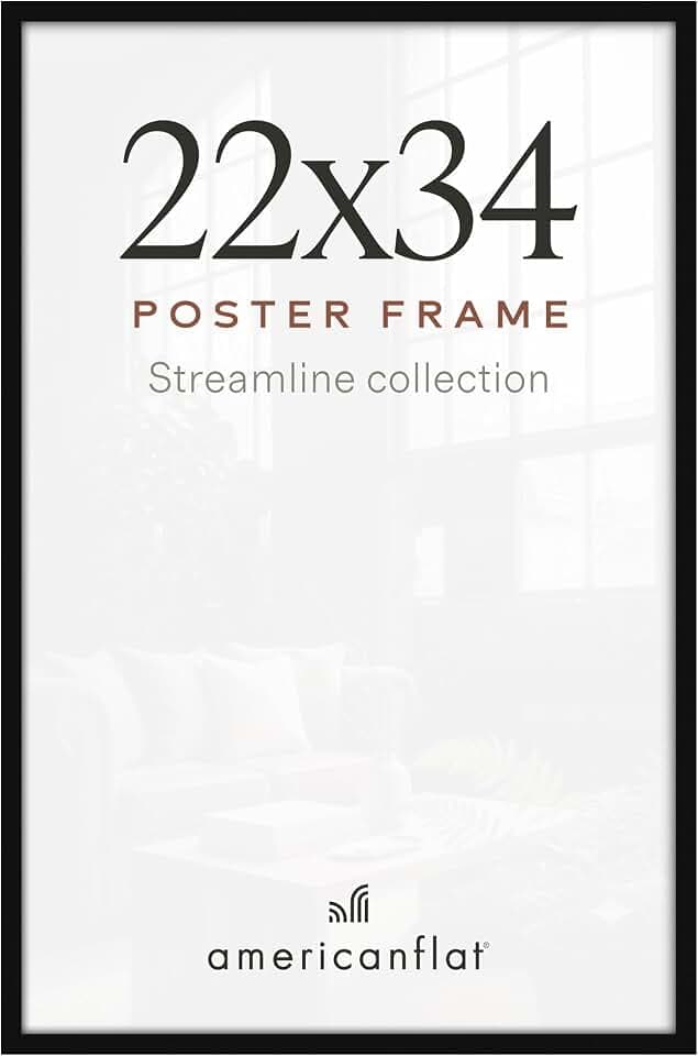 Americanflat 22x34 Poster Frame - Slim Molding - Black