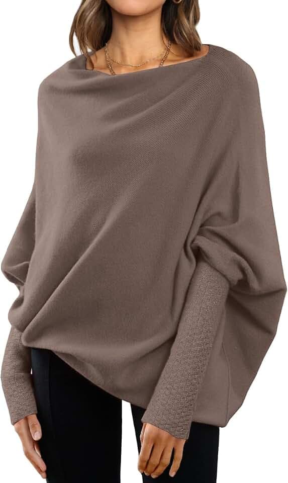 LILLUSORY Womens Batwing Oversized Sweaters Asymmetrical Dressy Casual Tops