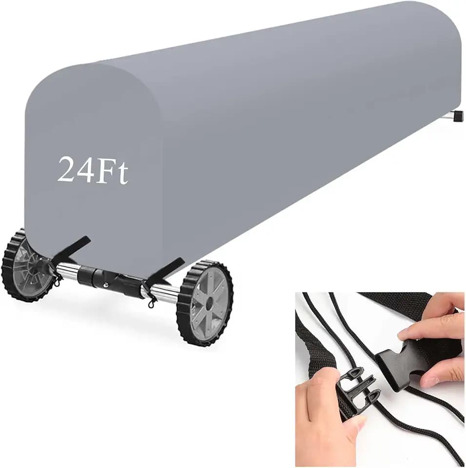 Woanger Pool Solar Reel Cover, Solar Reel Blanket Cover, 24 ft, Gray