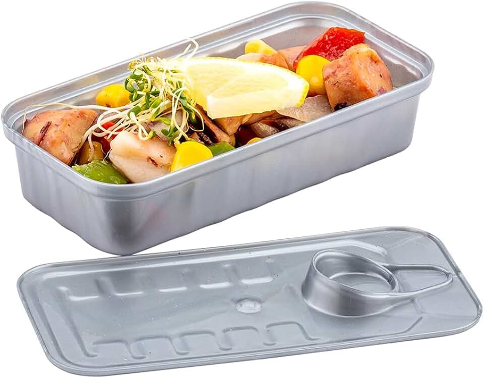 Restaurantware Plastic Canisters with Lid, 2 Ounce Pack of 20 Silver Rectangle Plastic Food Containers Sardine Can Style, Canisters with Lids Crack Resistant for Storing Coffee, Candy