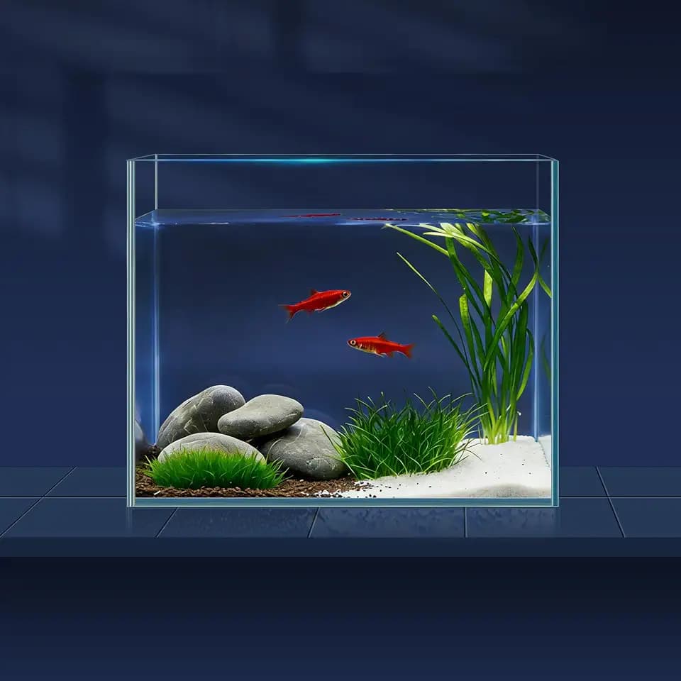 LAQUAL 3.8L-Aquarium-Set mit Fischnetz, Wasserwechsel-Schlauch & 2 Reinigungstüchern, kristallklarem Glas, ideal für Betta & Goldfische, schöne Wohn-Dekoration