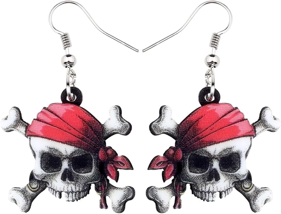 NEWEI Acrylic Halloween Pirate Skull Earrings Drop Dangle Accessories Charms Jewelry for Women Gifts