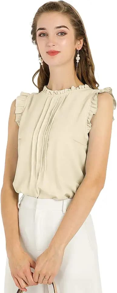 Allegra K Women's Business Blouse Office Work Shirts Vintage Sleeveless Dressy Casual Blouses Top